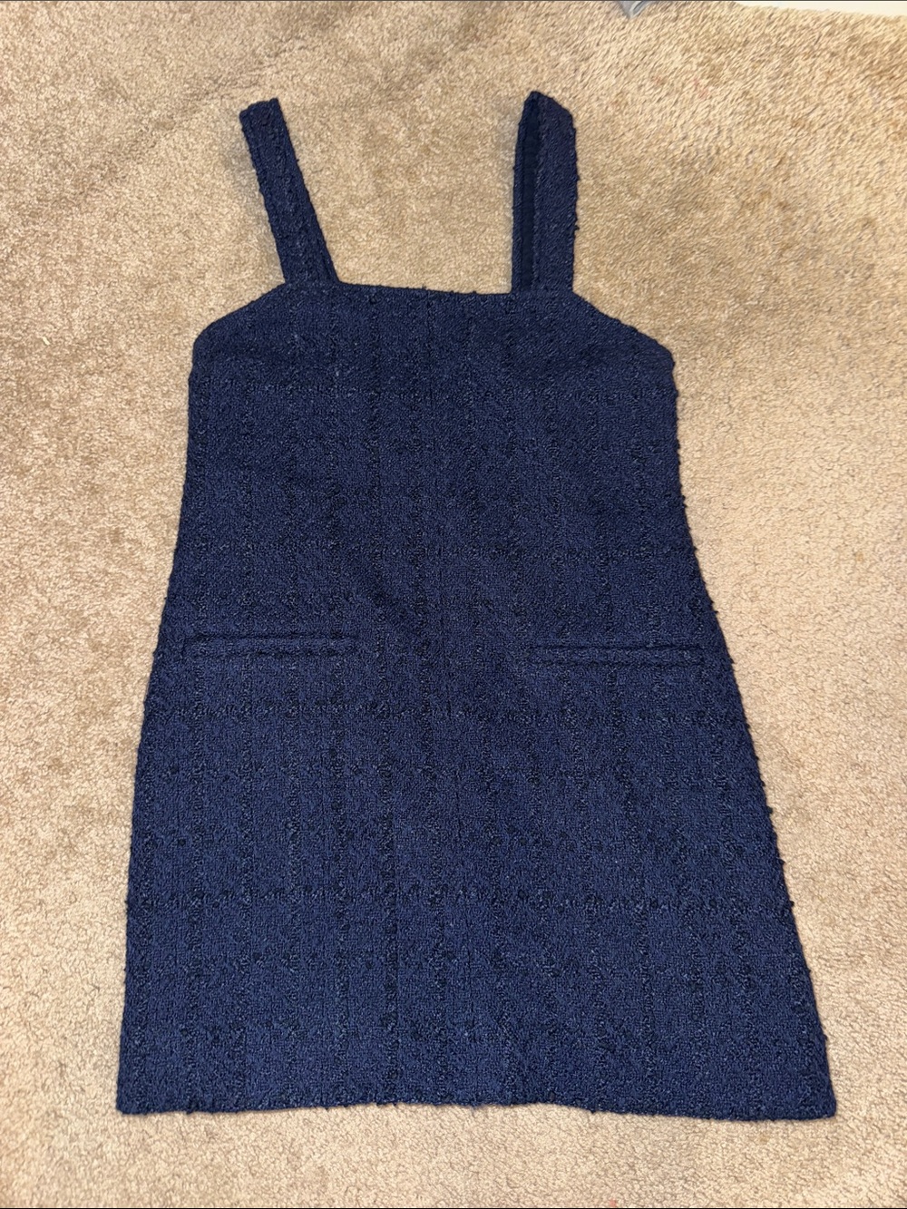 Abercrombie & Fitch Navy Textured Sleeveless Dress